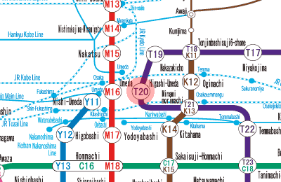 T20 Higashi-Umeda station map