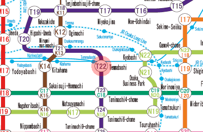 T22 Temmabashi station map
