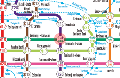 T23 Tanimachi Yon-chome station map