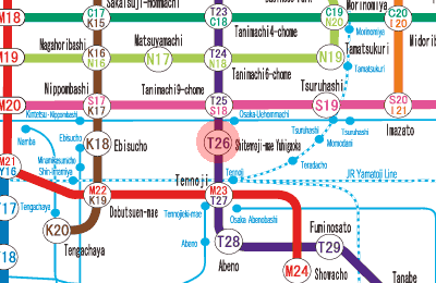 T26 Shitennoji-mae Yuhigaoka station map