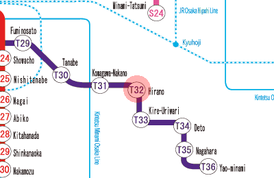T32 Hirano station map