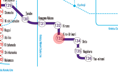 T33 Kire-Uriwari station map