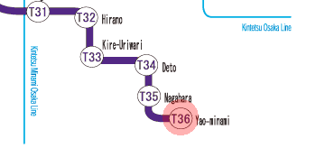 T36 Yaominami station map