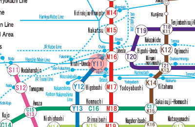 Y11 Nishi-Umeda station map