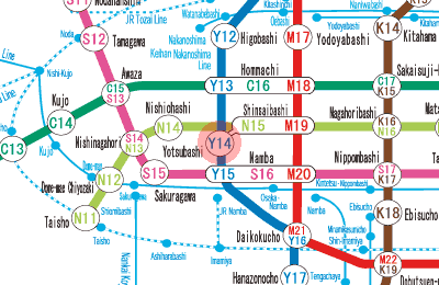 Y14 Yotsubashi station map