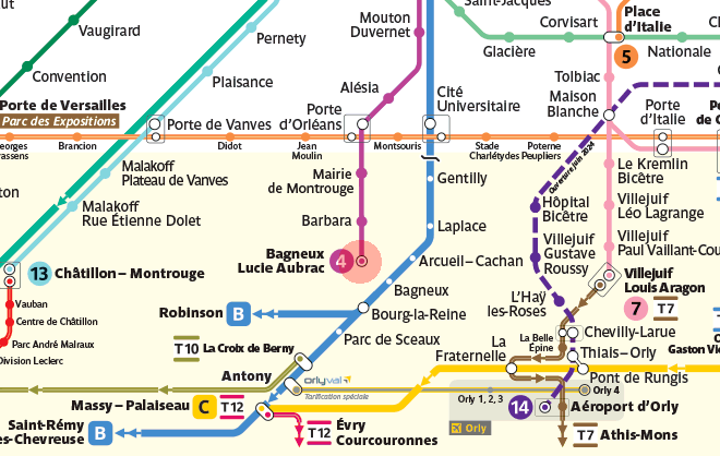 Bagneux-Lucie Aubrac station map