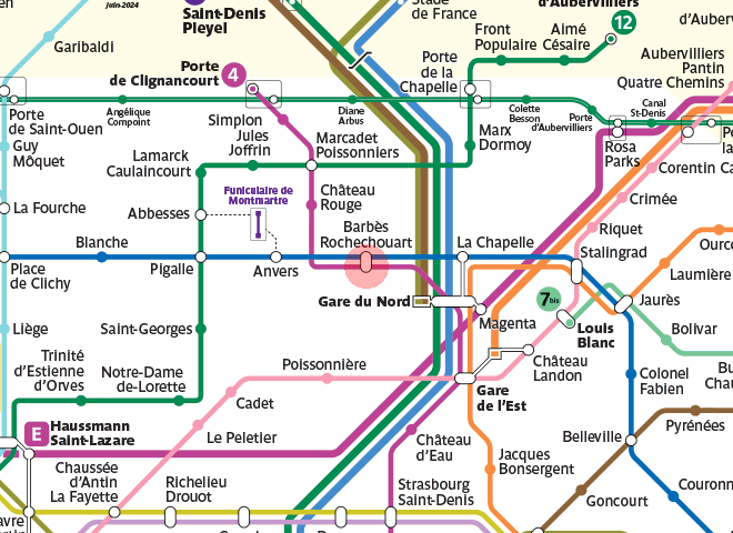 Barbes - Rochechouart station map