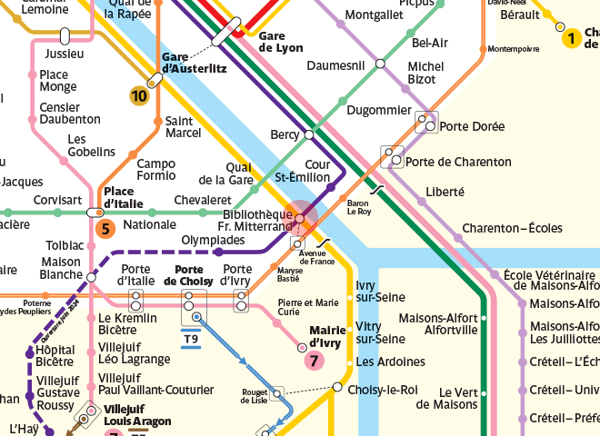 Bibliotheque Francois Mitterrand station map
