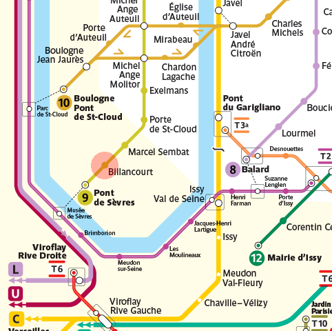 Billancourt station map
