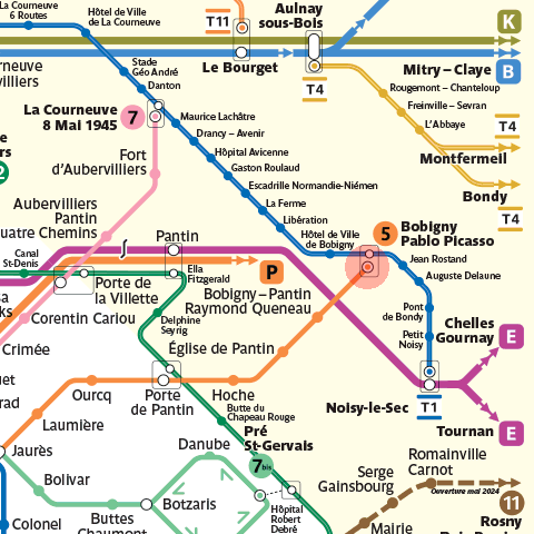 Bobigny - Pablo Picasso station map