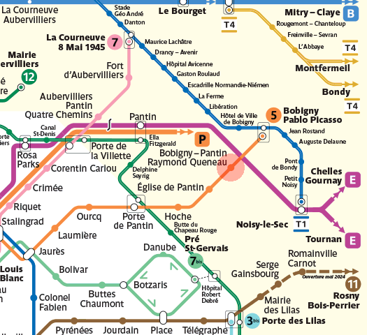 Bobigny - Pantin - Raymond Queneau station map