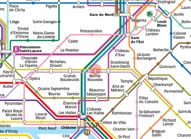 Bonne Nouvelle station map
