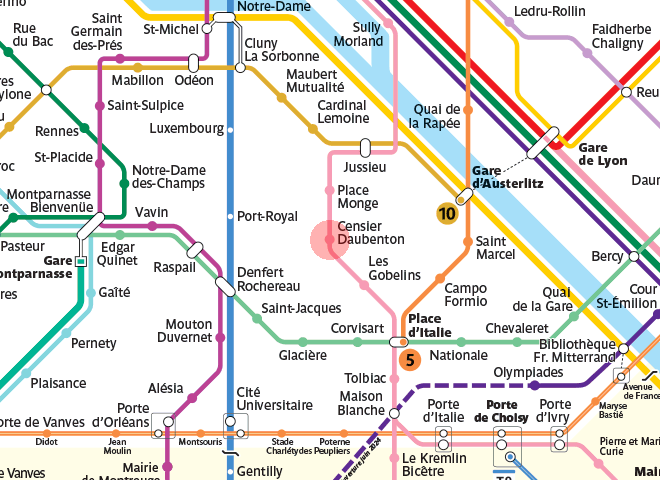 Censier Daubenton station map