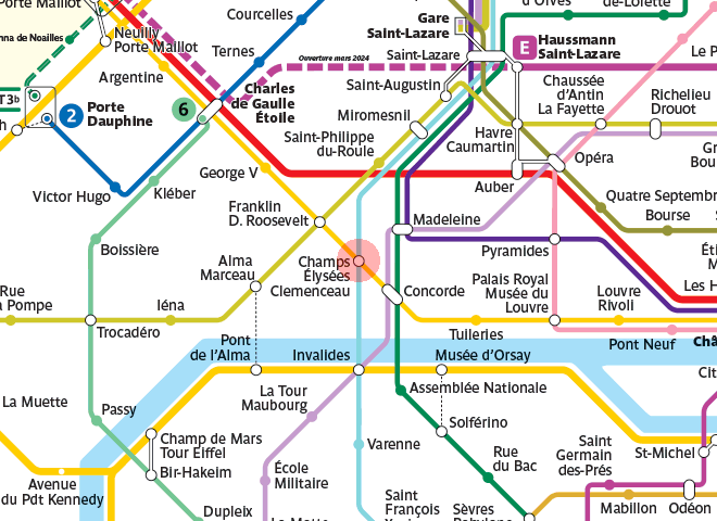 Champs-Elysees - Clemenceau station map