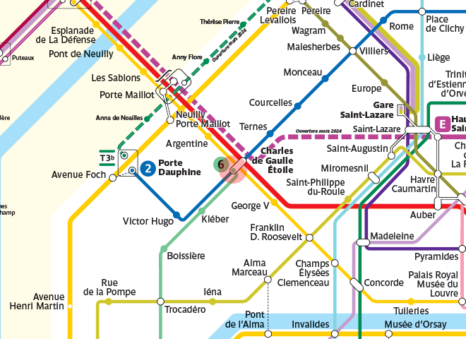 Charles de Gaulle - Etoile station map