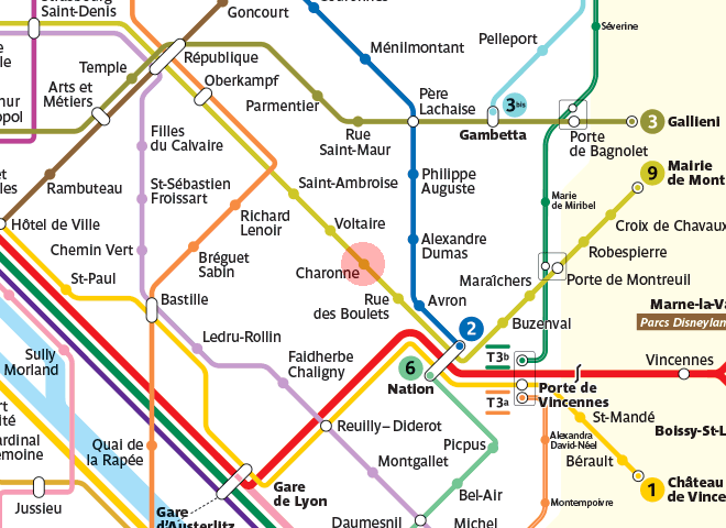 Charonne station map