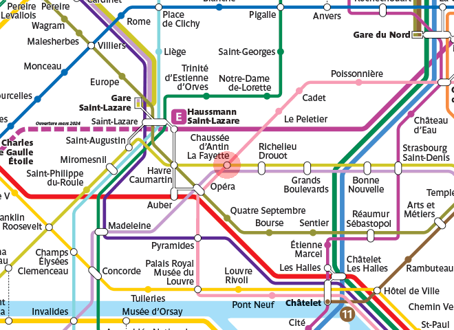 Chaussee d'Antin La Fayette station map