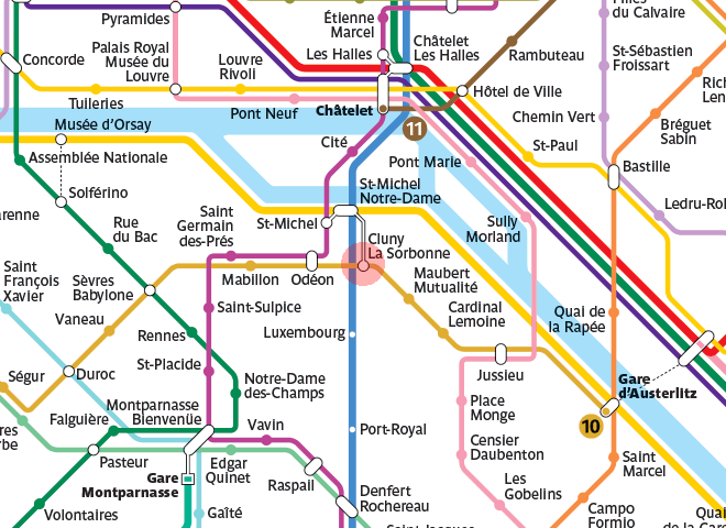 Cluny la Sorbonne station map
