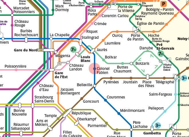 Colonel Fabien station map