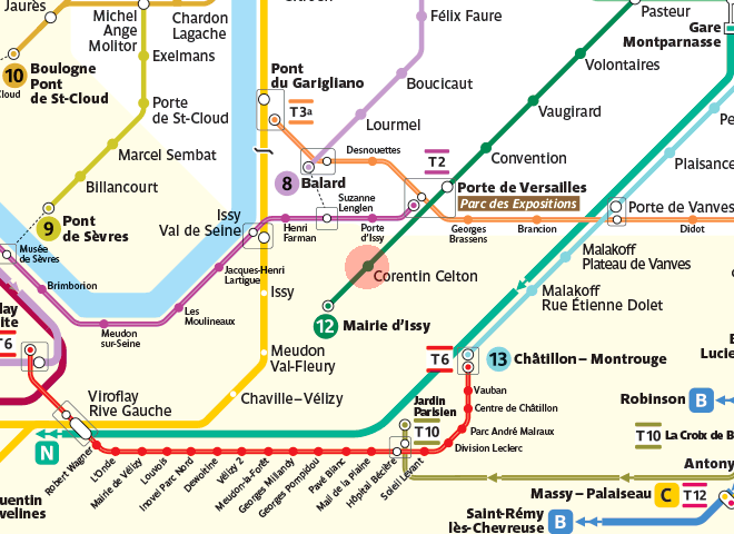 Corentin Celton station map