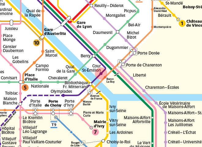 Cour Saint-Emilion station map