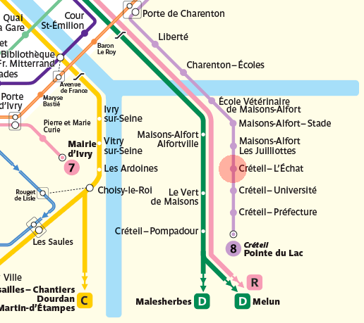 Creteil - L'Echat station map
