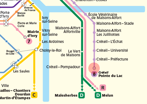 Creteil - Pointe du Lac station map