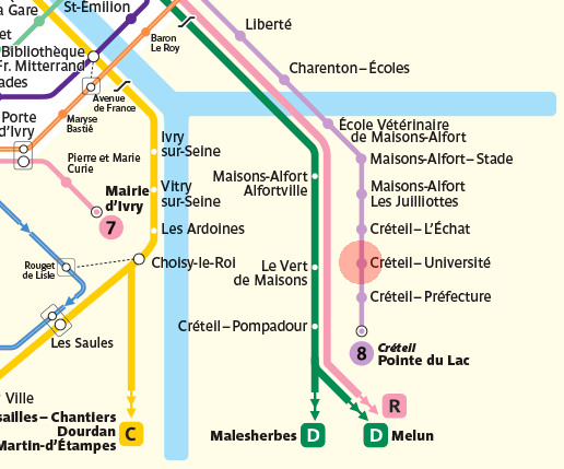 Creteil - Universite station map
