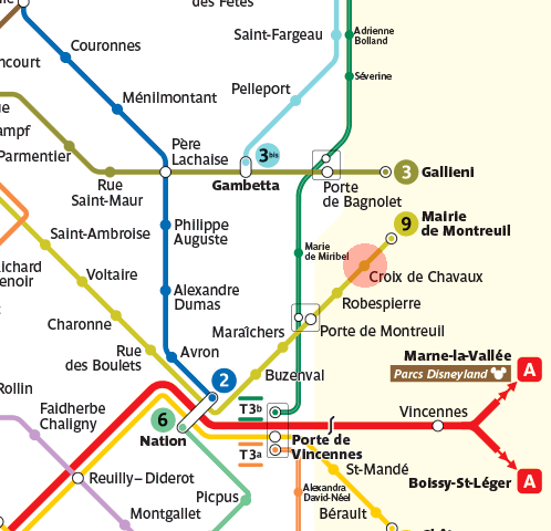 Croix de Chavaux station map