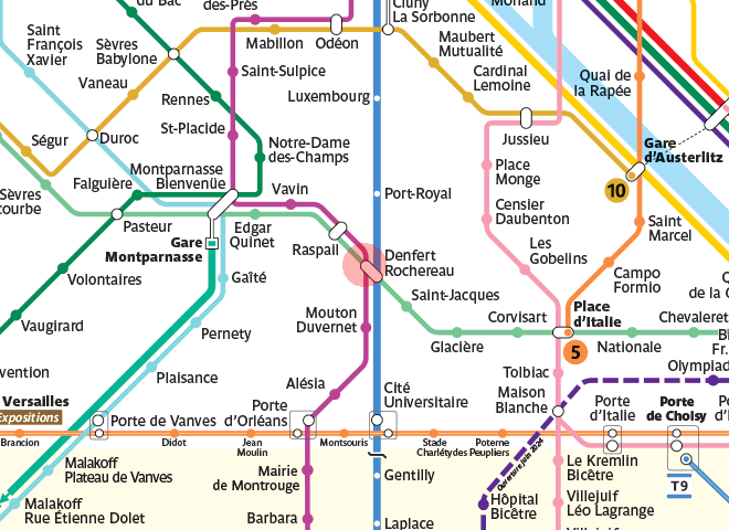 Denfert-Rochereau station map