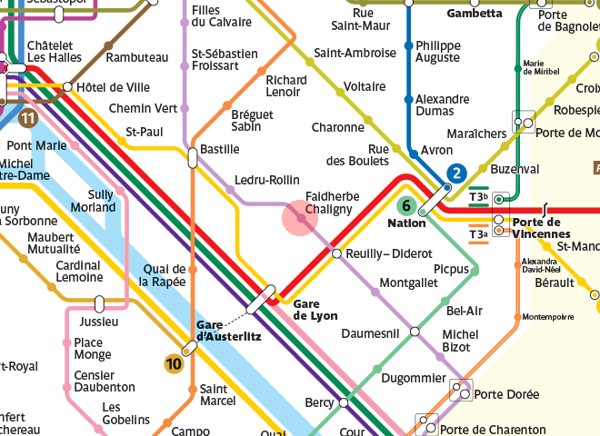 Faidherbe Chaligny station map