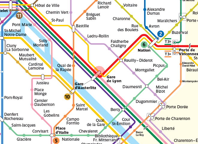 Gare de Lyon station - Paris Metro map