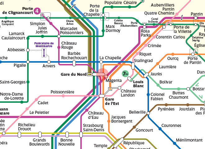 Gare du Nord station map