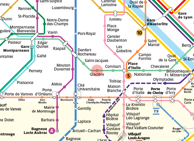 Glaciere station map