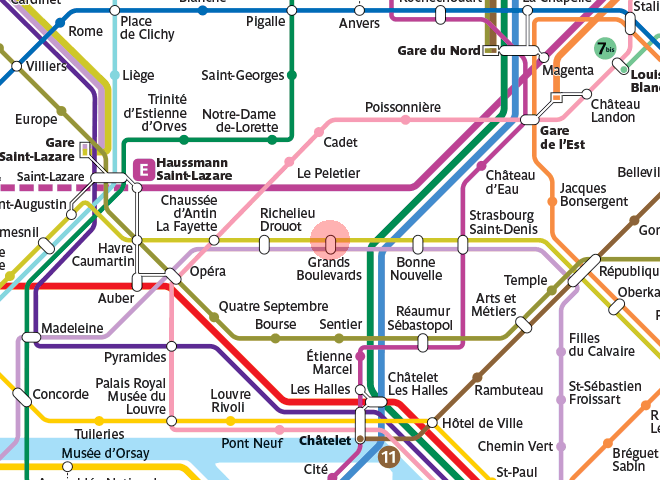 Grands Boulevards station map