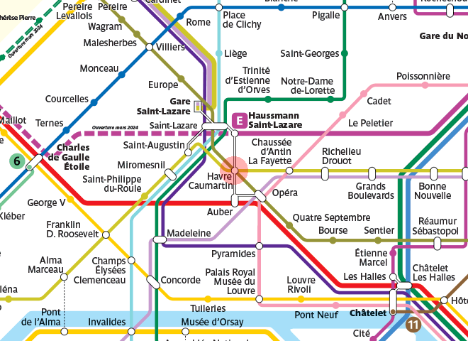Havre Caumartin station map