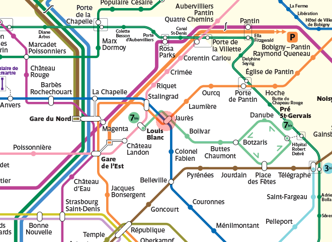 Jaures station map