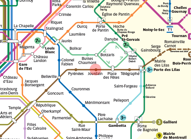 Jourdain station map