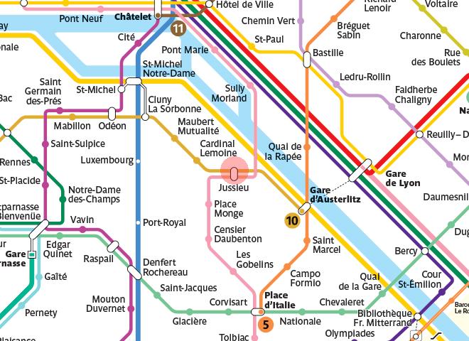 Jussieu station map