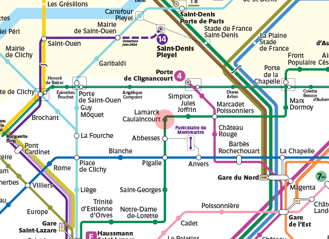 Lamarck Caulaincourt station map
