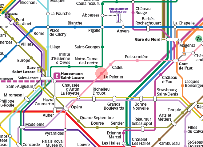 Le Peletier station map