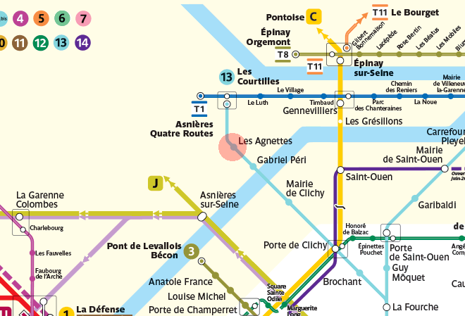 Les Agnettes station map