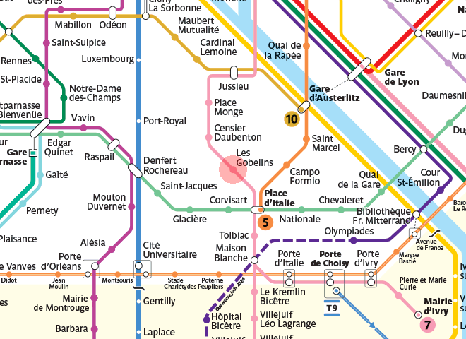 Les Gobelins station map