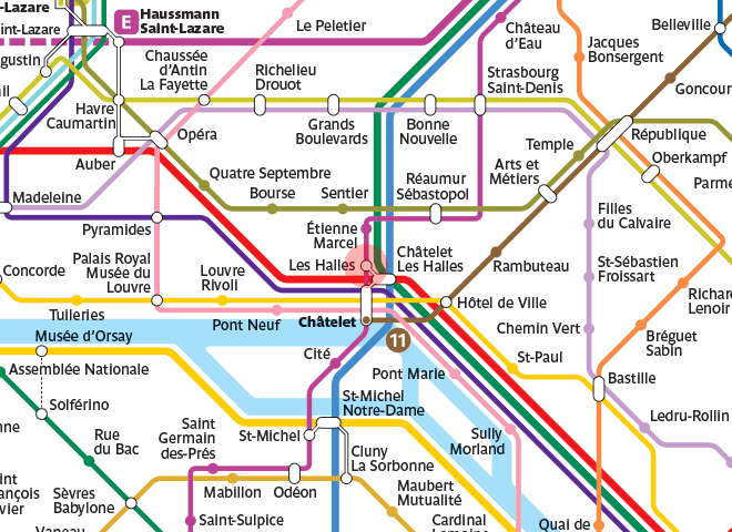 Les Halles station map