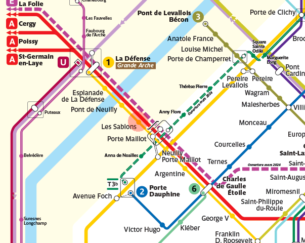 Les Sablons station map
