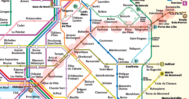 Paris Metro Line 11 map