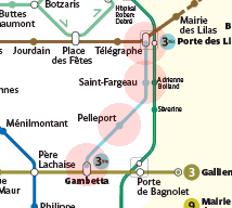 Paris Metro Line 3bis map