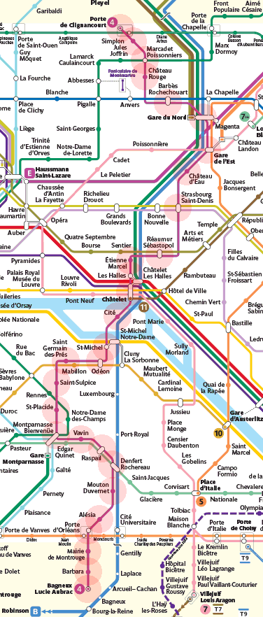 Paris Metro Line 4 map