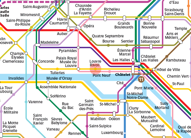 Louvre Rivoli Station Map Paris Metro