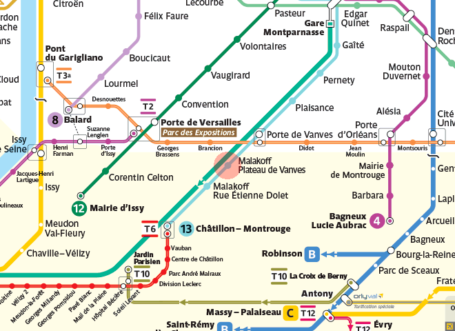 Malakoff - Plateau de Vanves station map
